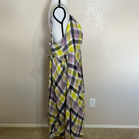SOLD E Torrid Multi Plaid Challis Button Front Midi Dress - Picture 6 of 13